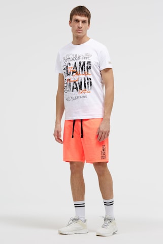 CAMP DAVID Regular Basic Sweatshorts mit Label Print in Orange
