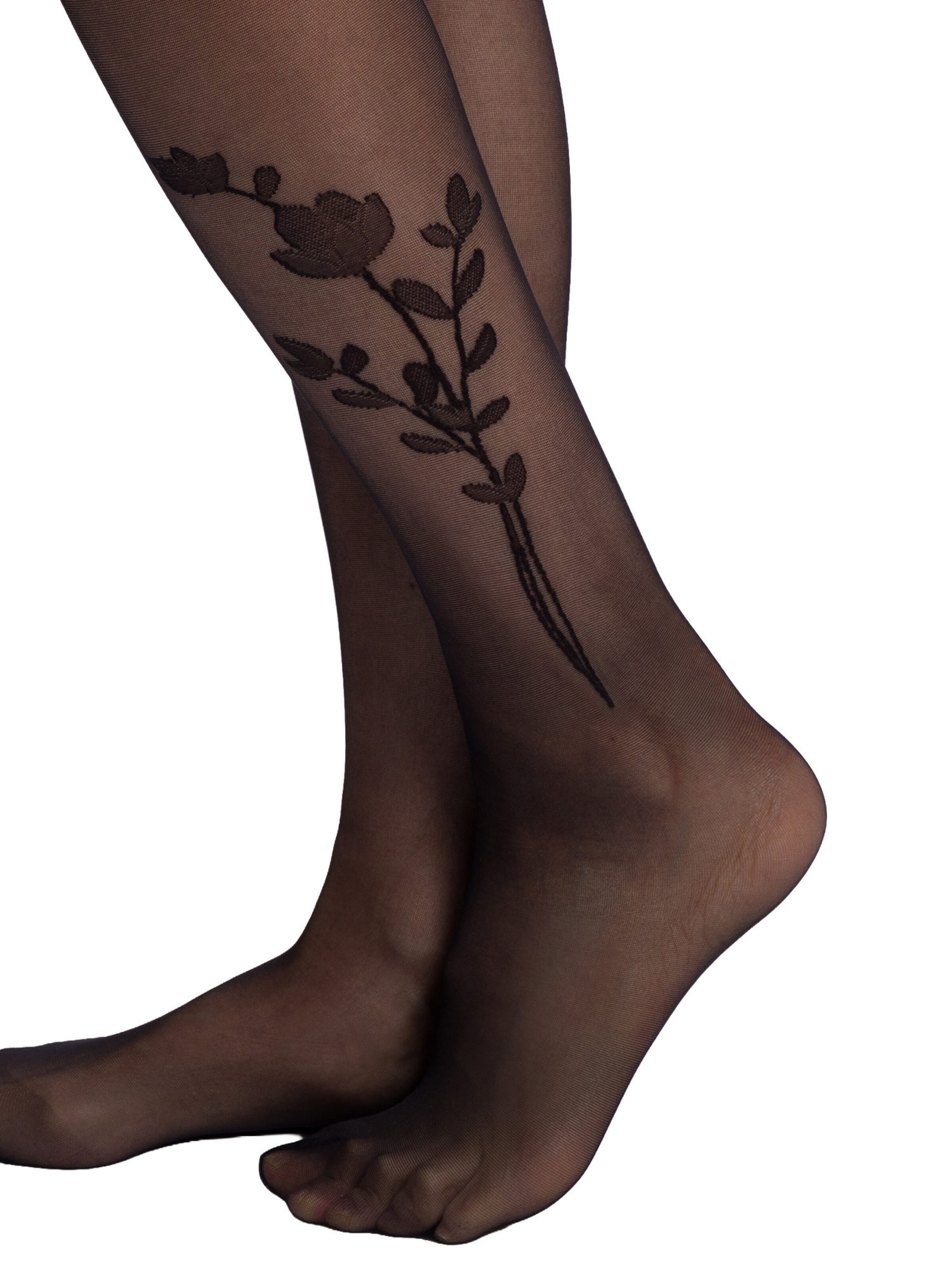 Collants 'Floral Love' KUNERT en noir