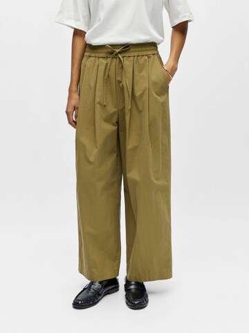 OBJECT - Pierna ancha Pantalón plisado 'OBJBerta' en marrón: frente