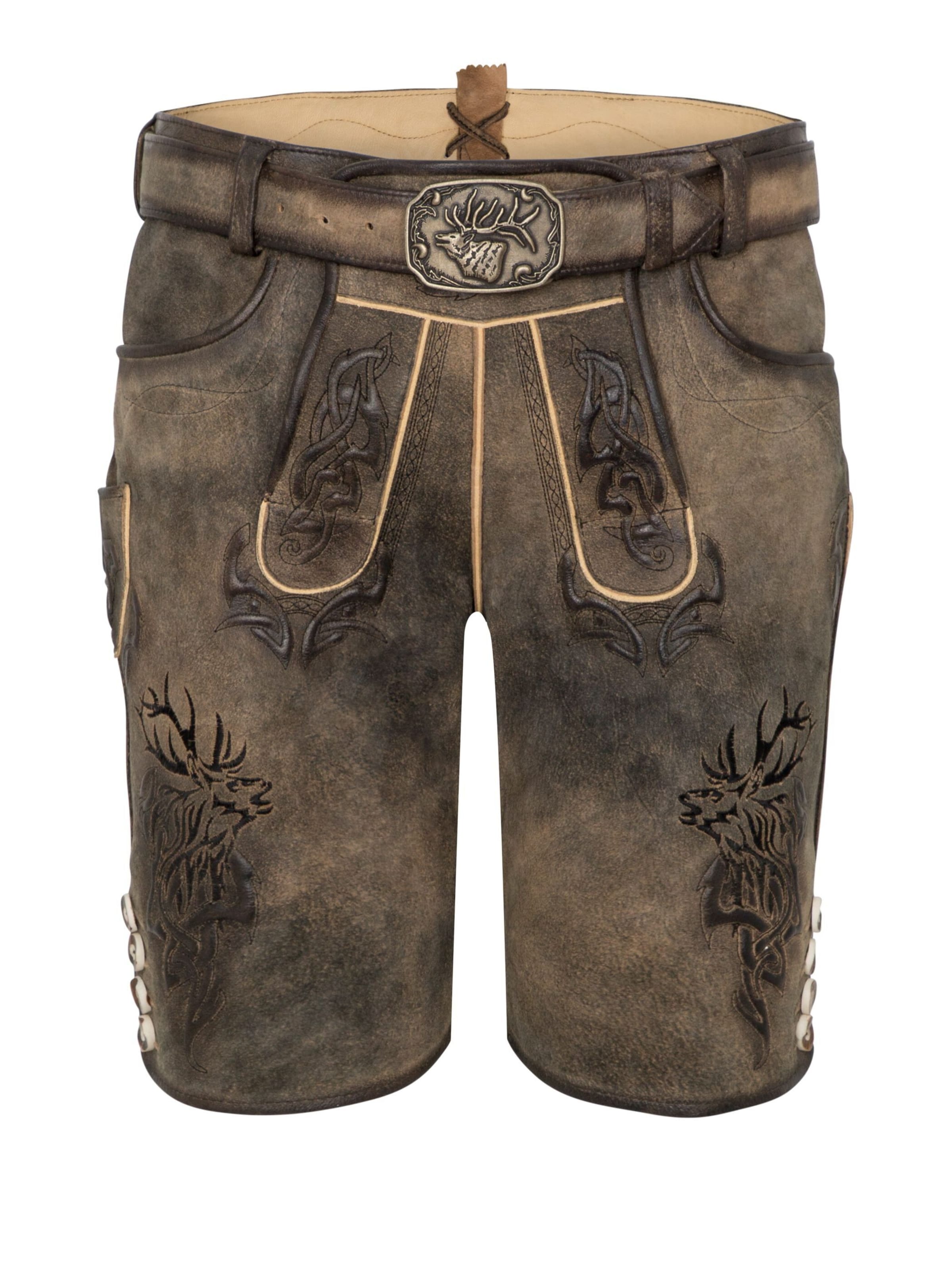 Coupe slim Pantalon folklorique 'Wayen' SPIETH & WENSKY en marron : devant