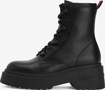 Tommy Jeans Lace-Up Ankle Boots in Black: front