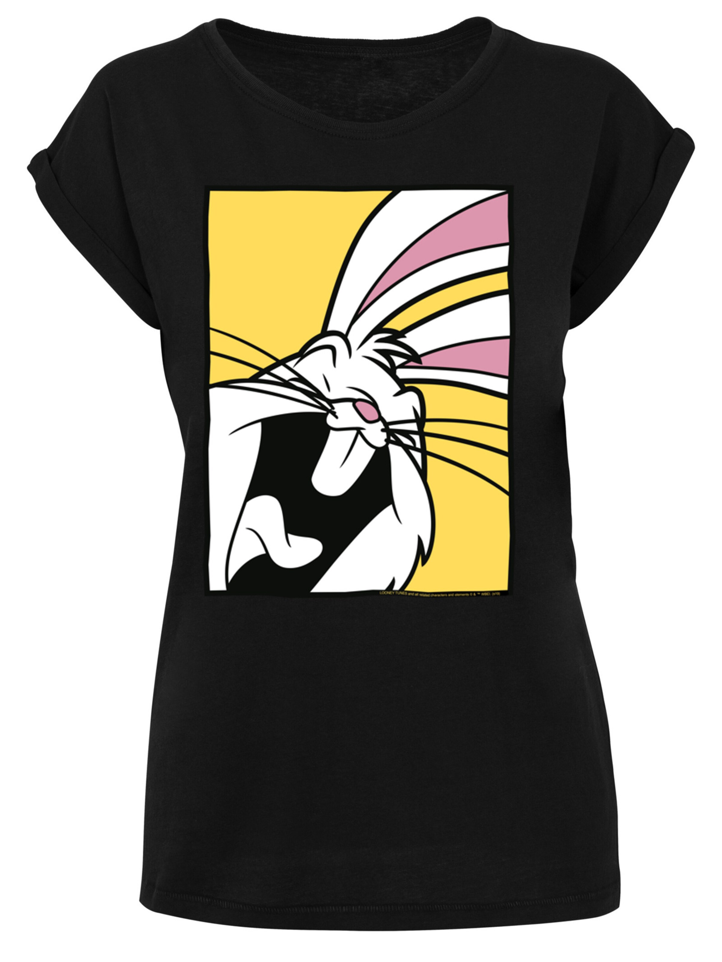 F4NT4STIC Shirt 'Looney Tunes Bugs Bunny Laughing' in Black: front