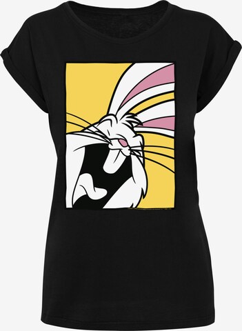 F4NT4STIC Shirt 'Looney Tunes Bugs Bunny Laughing' in Zwart: voorkant