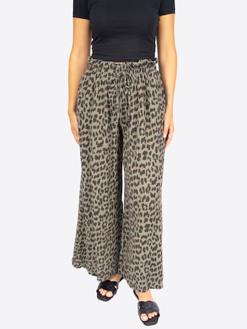 Wide Leg Pantalon ' DANI LEO MUSSELIN ' Seasons of April en vert : devant