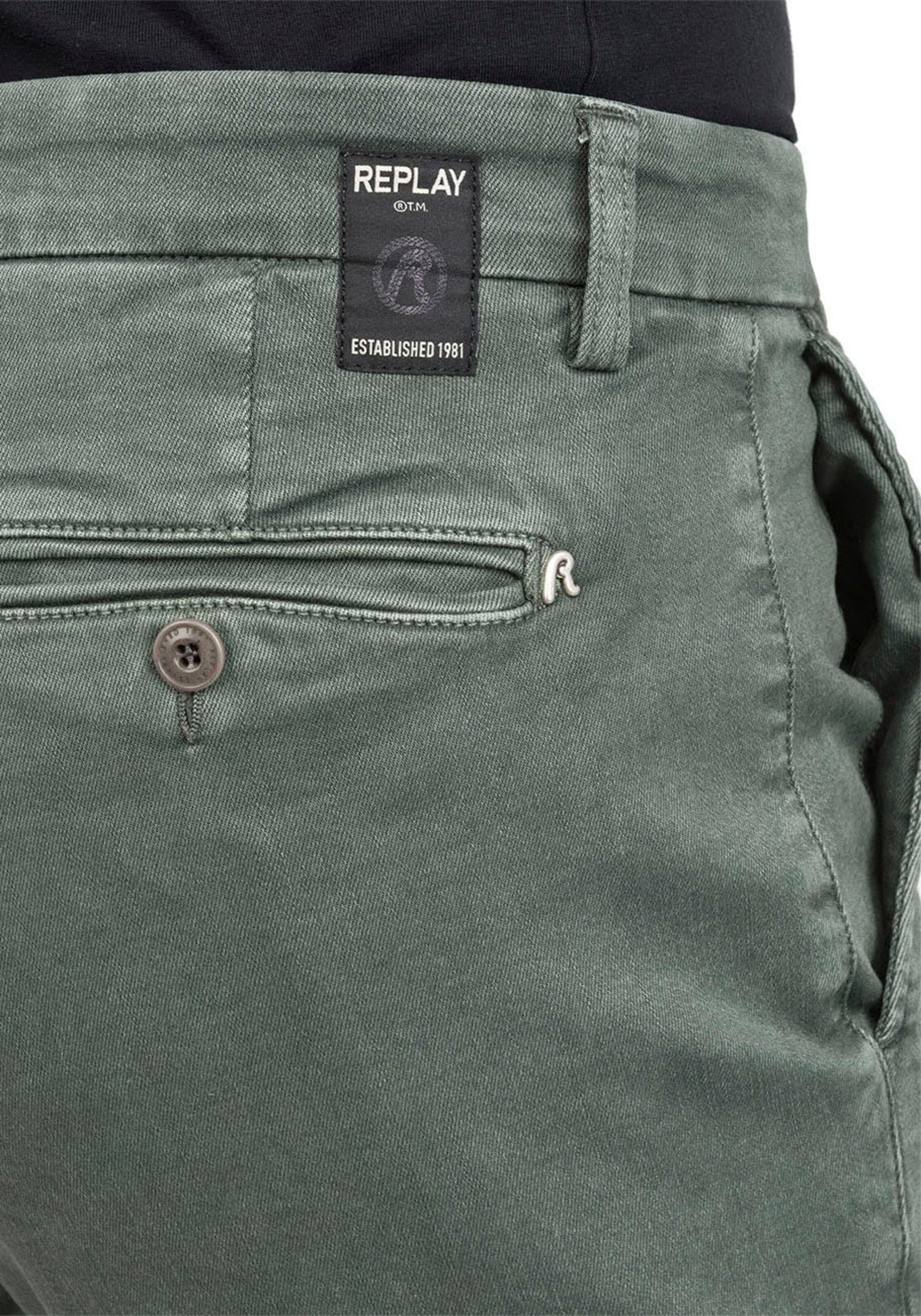 REPLAY Slimfit Hose 'Zeumar' in Grün