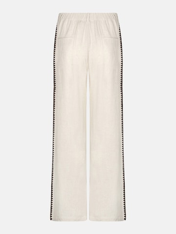 Wide Leg Pantalon 'UNICORN Women's Ecru Wide Leg Trousers with Contrasting Crochet Side Trim – Linen Look xs s m l xl' UNICORN en beige