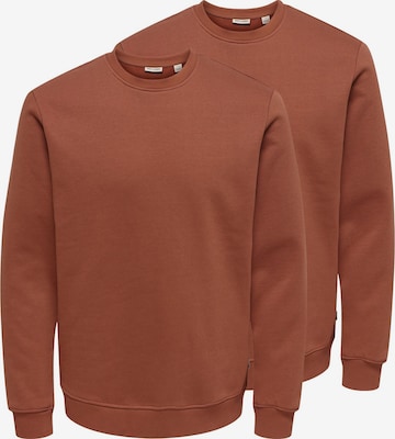 Only & Sons Sweatshirt 'Connor' in Brown: front