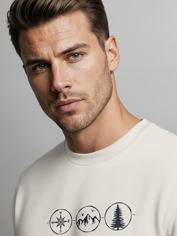 Neverless Sweatshirt 'Outdoor Kompass' in Beige