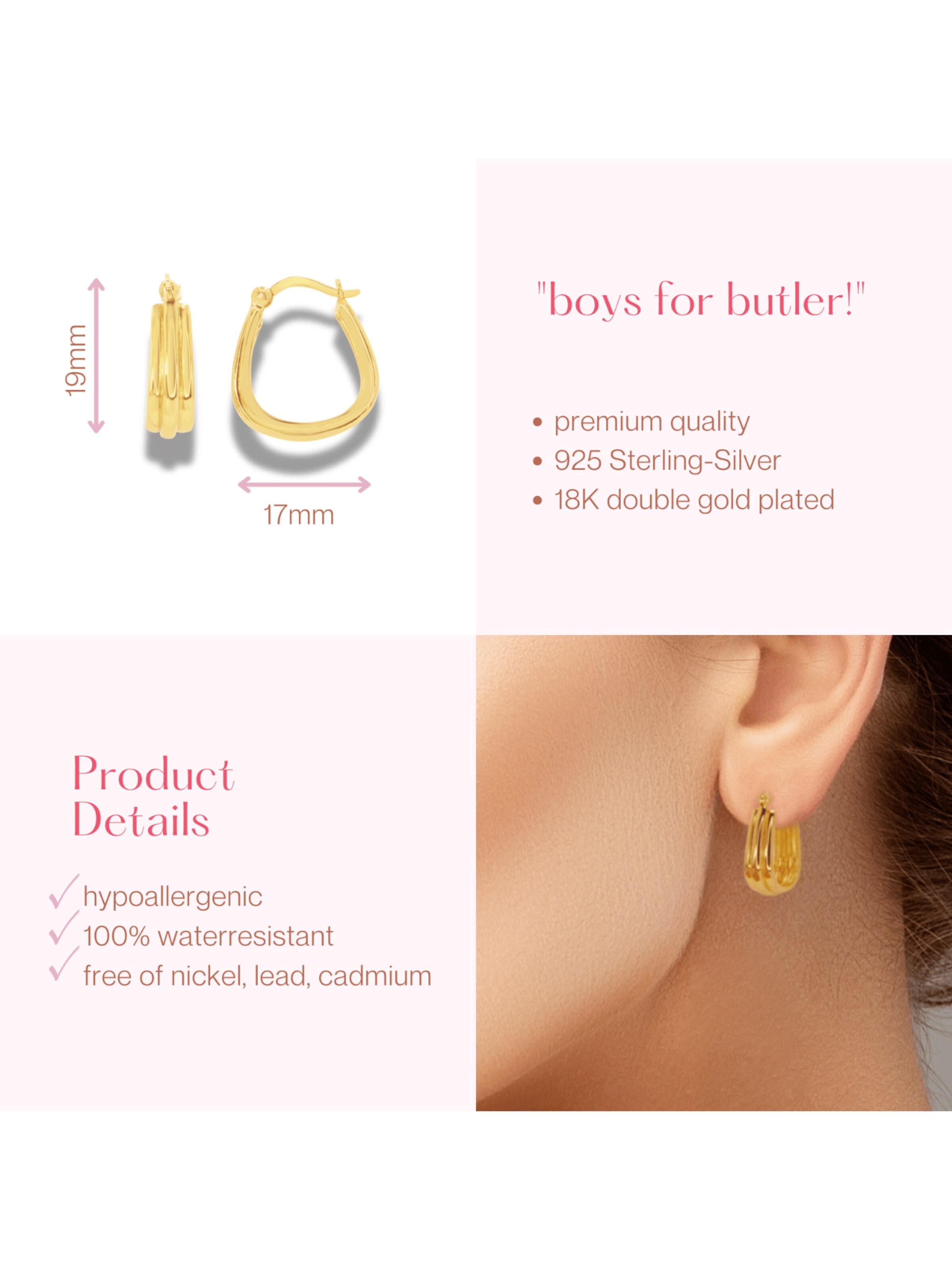ARS-ARGENTI Earrings 'BOYS FOR BUTLER!' in Gold