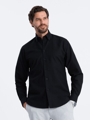 Ombre Regular fit Overhemd 'SHOS-0114' in Zwart: voorkant