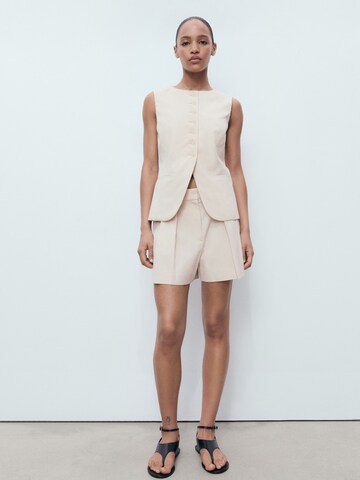 MANGO Regular Pleated Pants 'GRETA' in Beige