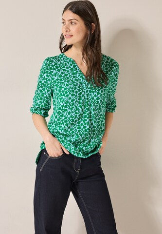CECIL Print-Bluse mit Glitzer in Blau: Vorderseite