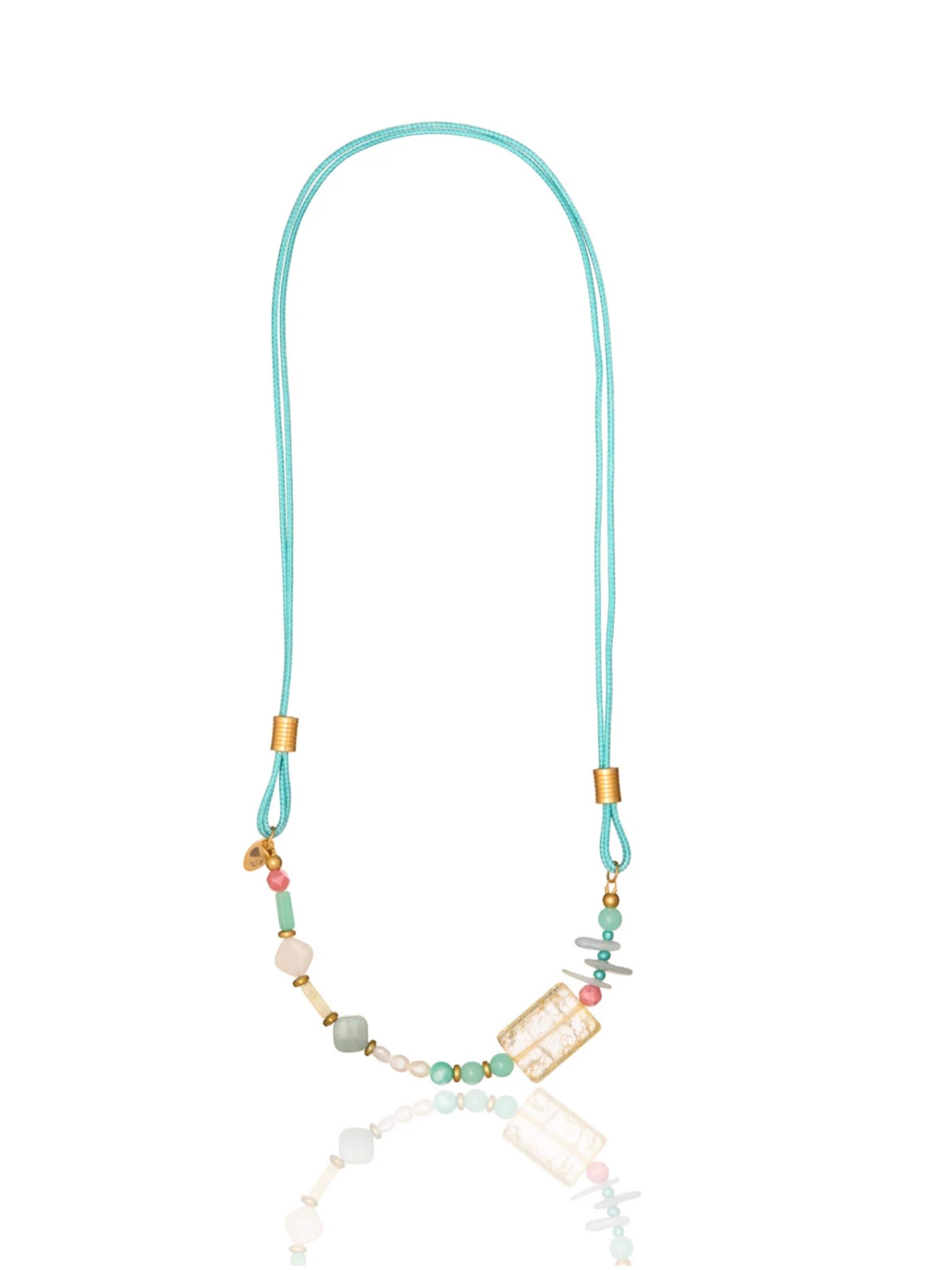 THE GEM STORIES JEWELRY Αλυσίδα 'Pastel Harmony Gemstone Necklace' σε μπλε: μπροστά