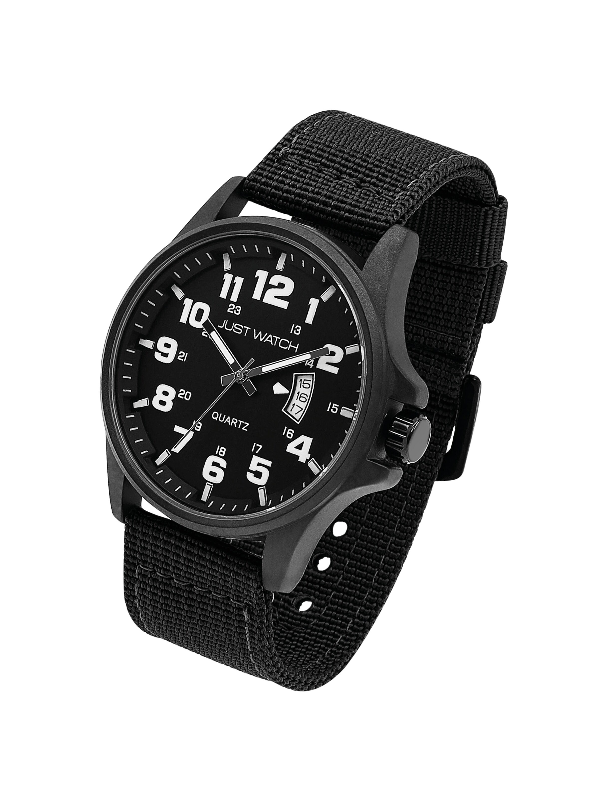 Just Watch Analog Watch 'Caius, Datumsanzeige' in Black: front
