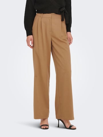 ONLY Wide leg Pleat-Front Pants 'Myla' in Brown: front