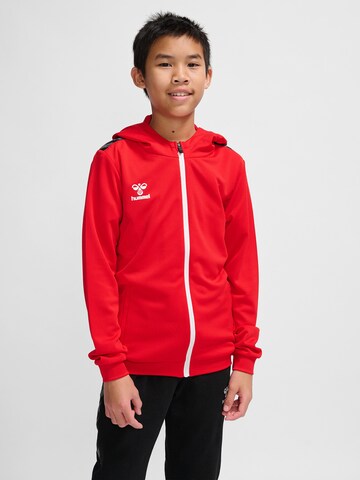 Hummel Athletic Zip-Up Hoodie in Red: front