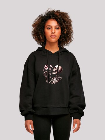 F4NT4STIC Sweatshirt 'Niedliches Goth Skelett Herz' in Zwart: voorkant