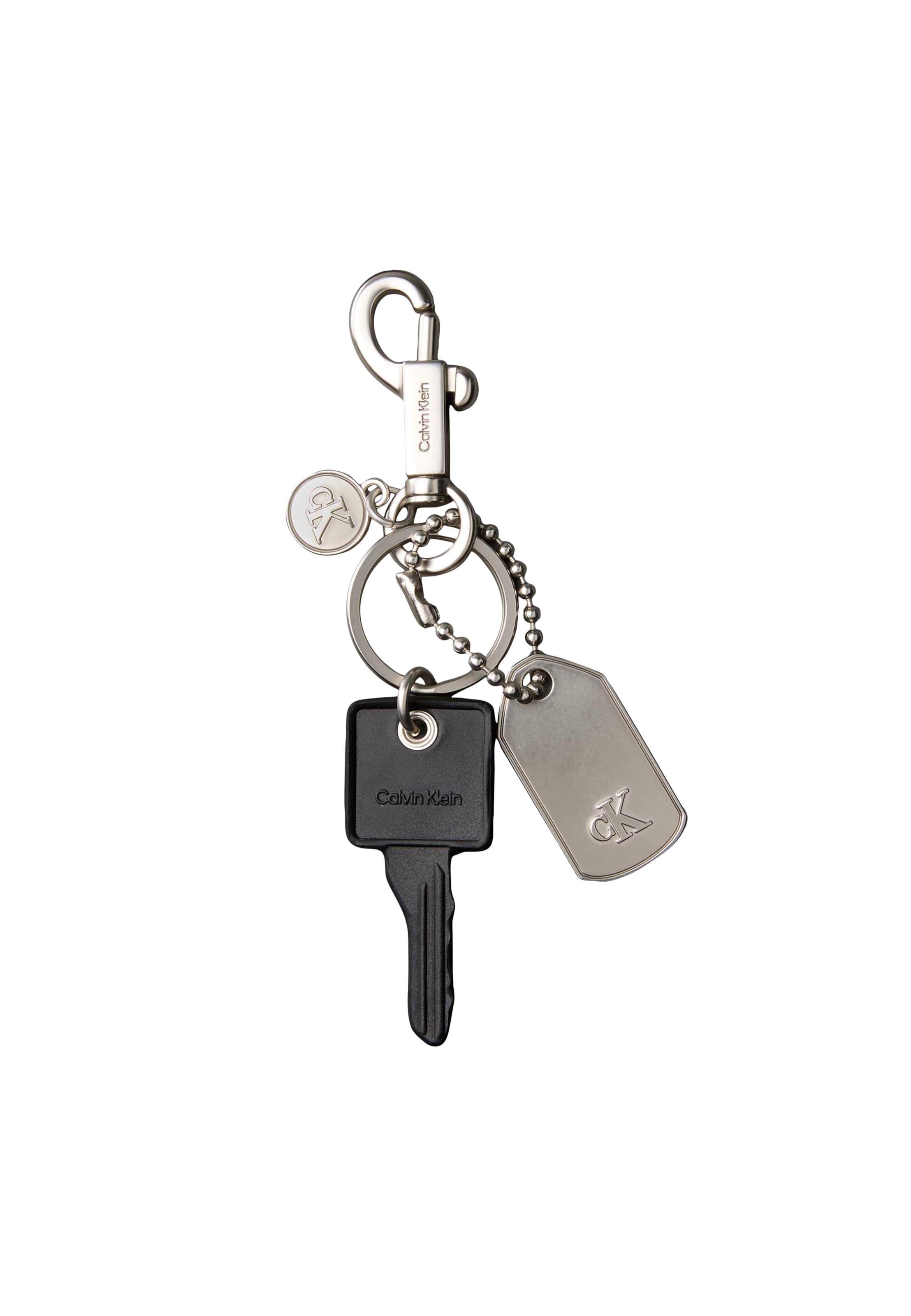 Calvin Klein Key Ring 'DOG TAG' in Silver: front