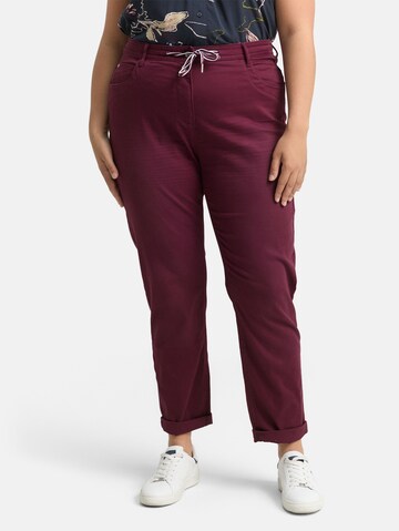 Coupe slim Pantalon TOM TAILOR en rouge : devant