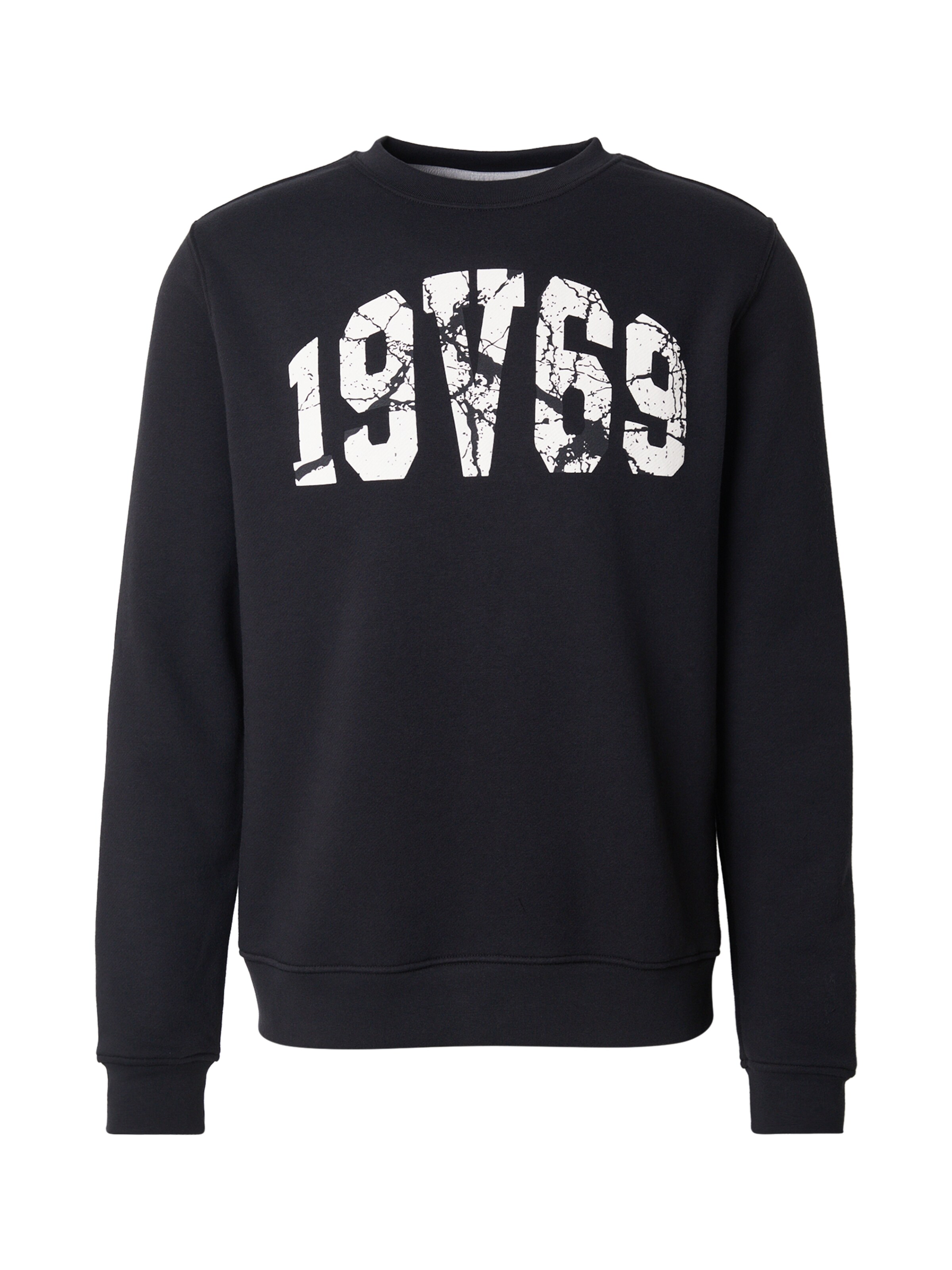 19V69 ITALIA Sweat-shirt 'Nico' en noir / blanc, Vue avec produit