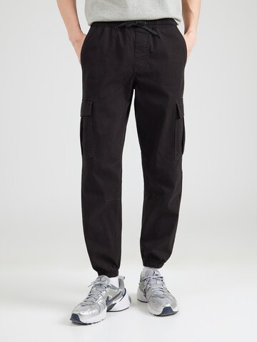 JACK & JONES - Tapered Pantalón cargo en negro: frente