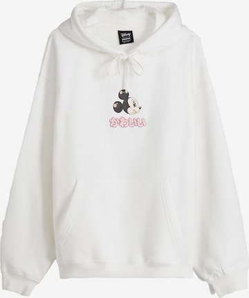 Sweat-shirt Bershka en blanc : devant