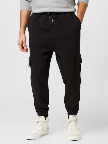 BURTON MENSWEAR LONDON Tapered Παντελόνι cargo σε μαύρο: μπροστά