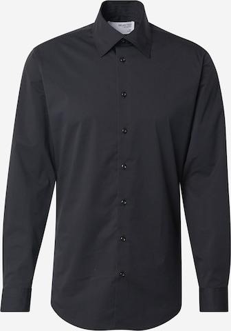 juoda SELECTED Standartinis modelis Marškiniai 'SLHSoho': priekis