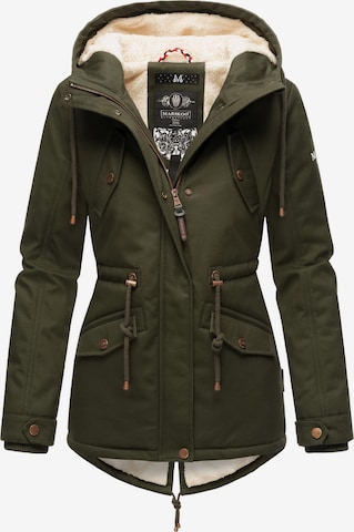 MARIKOO Winter Jacket 'Manolya' in Green: front