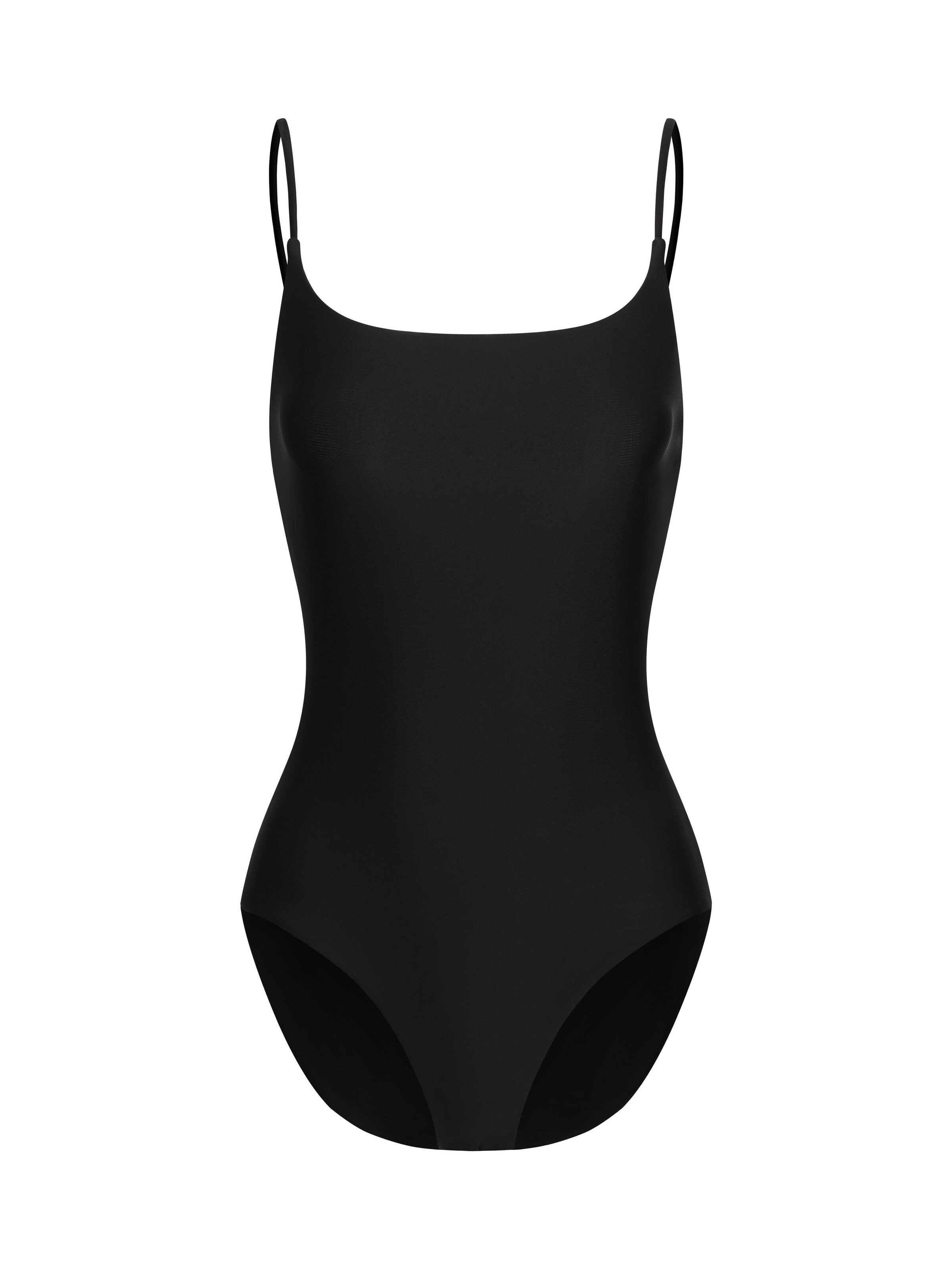 cfab (formerly creamy fabrics) - Traje de baño 'Square Neck Soft Sculpt Swimsuit' en negro: frente