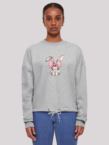 Sweat-shirt 'Niedlicher Hase mit Schleife' F4NT4STIC en gris : devant