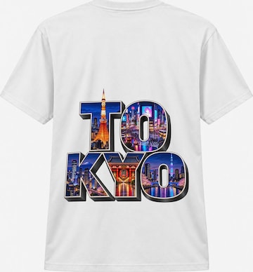 LUNØIR Studio Shirt 'Tokyo City Lights – Neon' in Weiß: Vorderseite