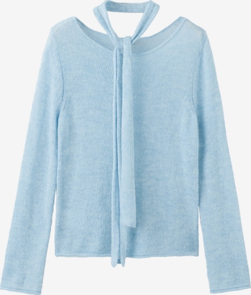 MANGO Set: Pullover und Schal 'LILI' in Blau: Vorderseite
