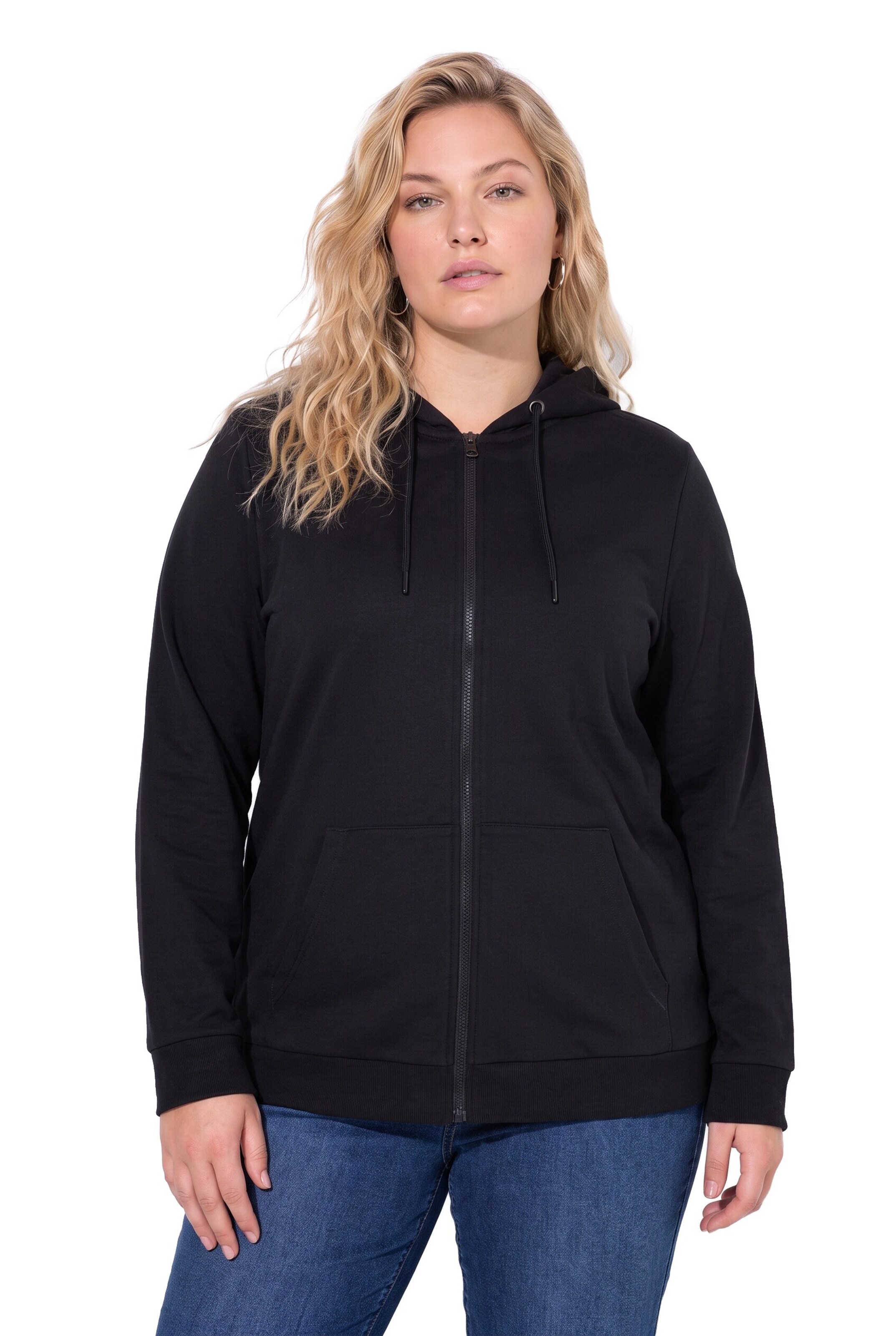 Ulla Popken Sweat jacket in Black: front