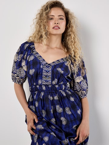 Apricot Paisley Print Button Midi Dress ' ' in Blau