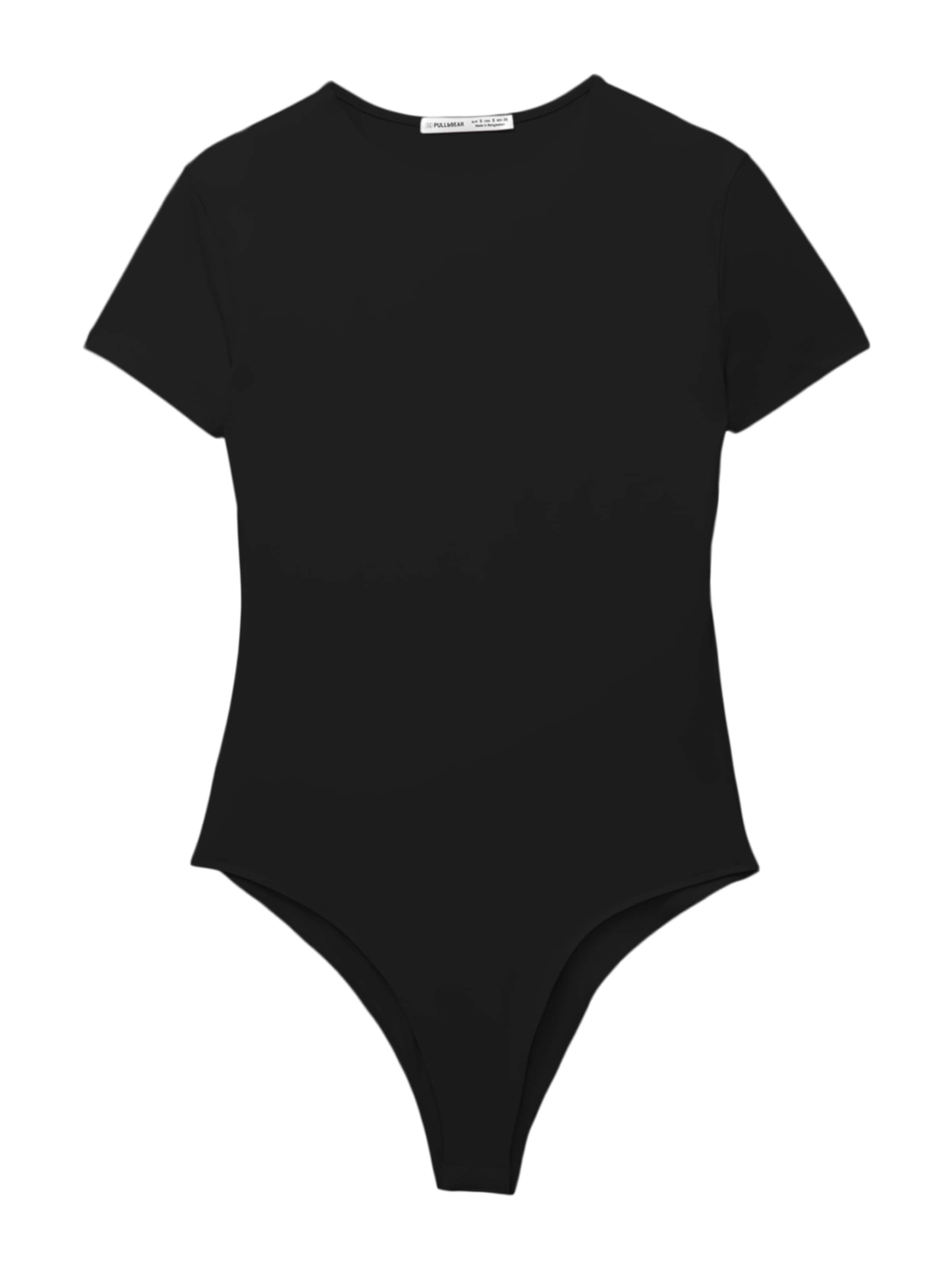 Pull&amp;Bear Блуза боди в черно: отпред