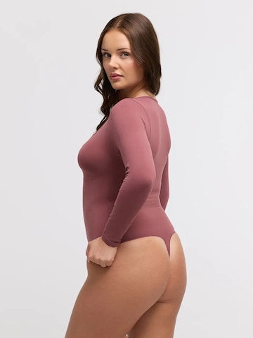 Body modellante 'Longsleeve Sculpting Bodysuit with String' di cfab in lilla