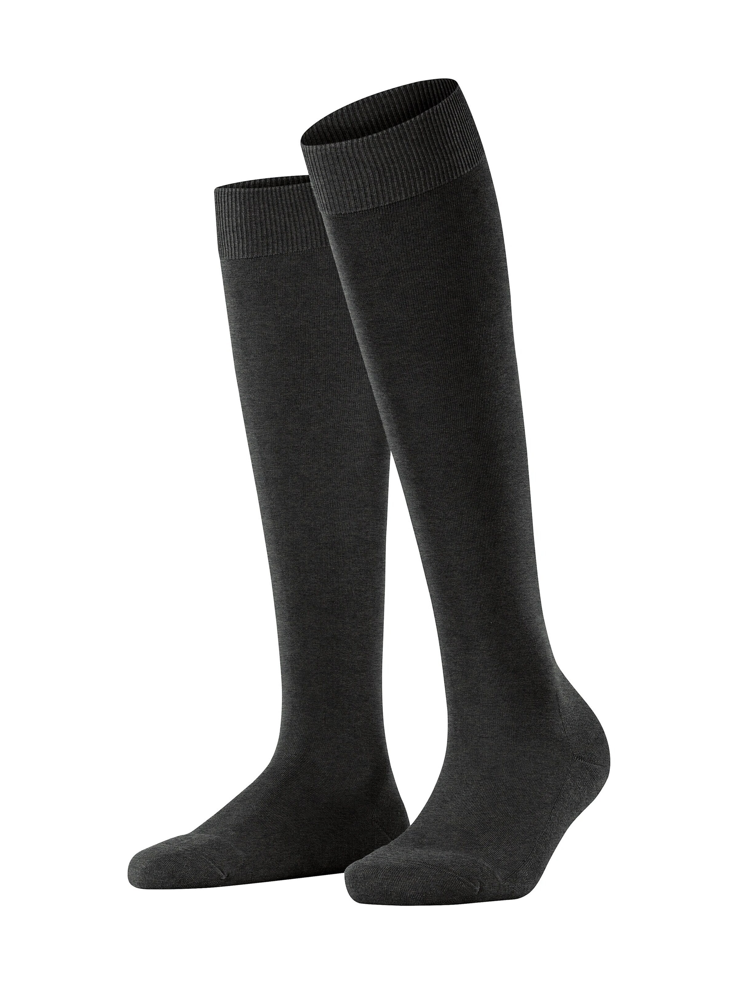 FALKE Knee High Socks 'ClimaWool' in Grey: front