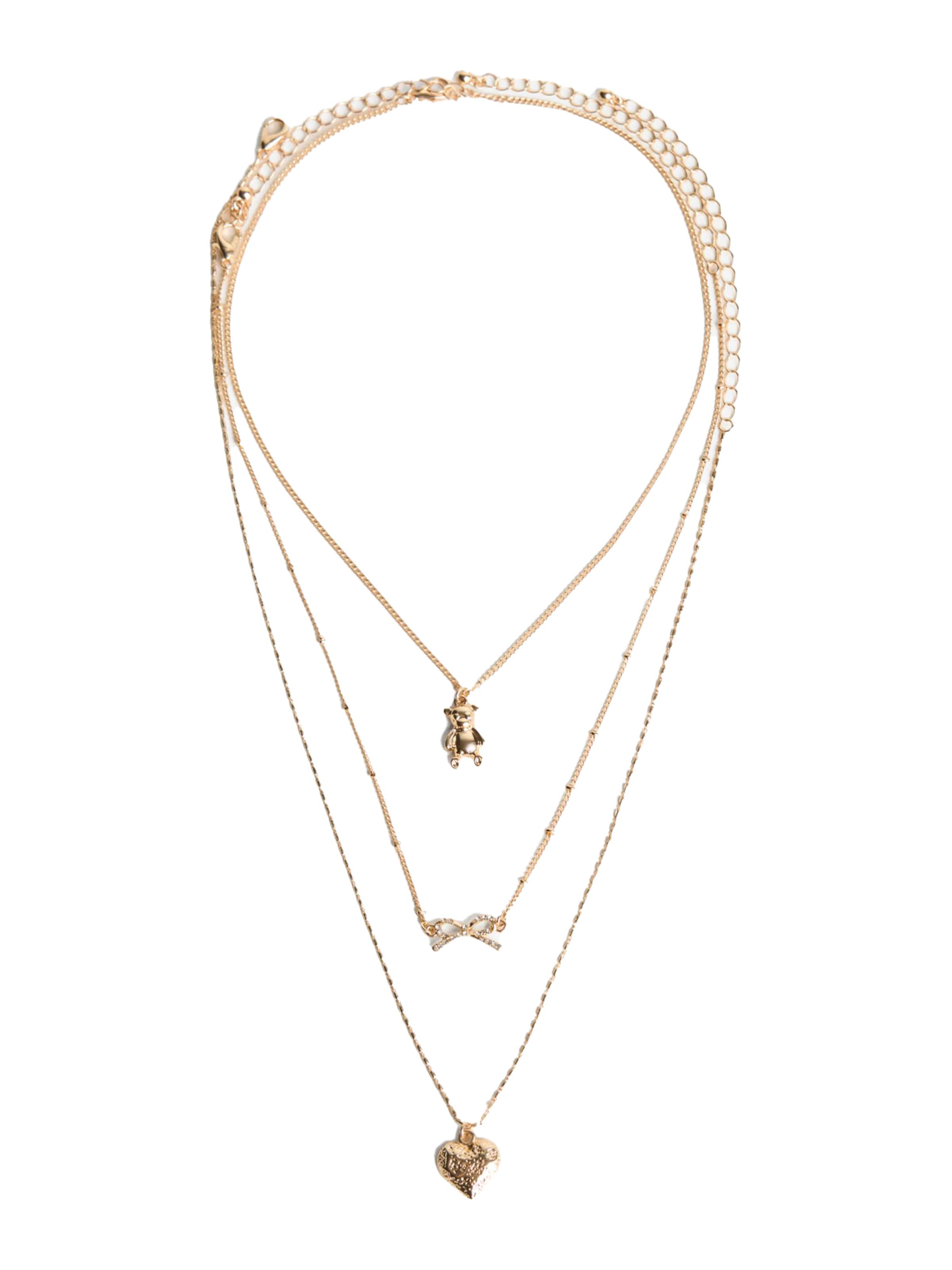 Bershka Retiazka 'OSITO & LAZO' - Zlatá: predná strana