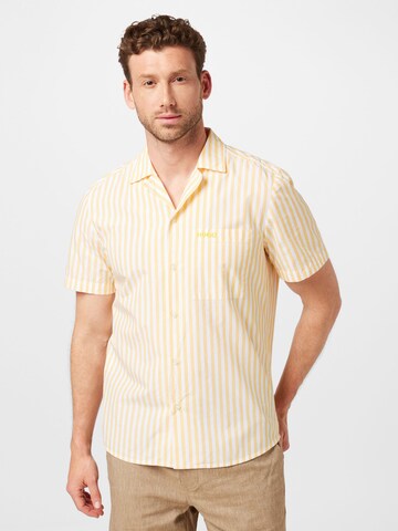 HUGO Regular fit Button Up Shirt 'Ellino' in Yellow: front