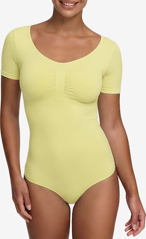 cfab by creamy fabrics Shapingbody 'T-Shirt Bodysuit Sculpting Shapewear mit String' in Geel: voorkant