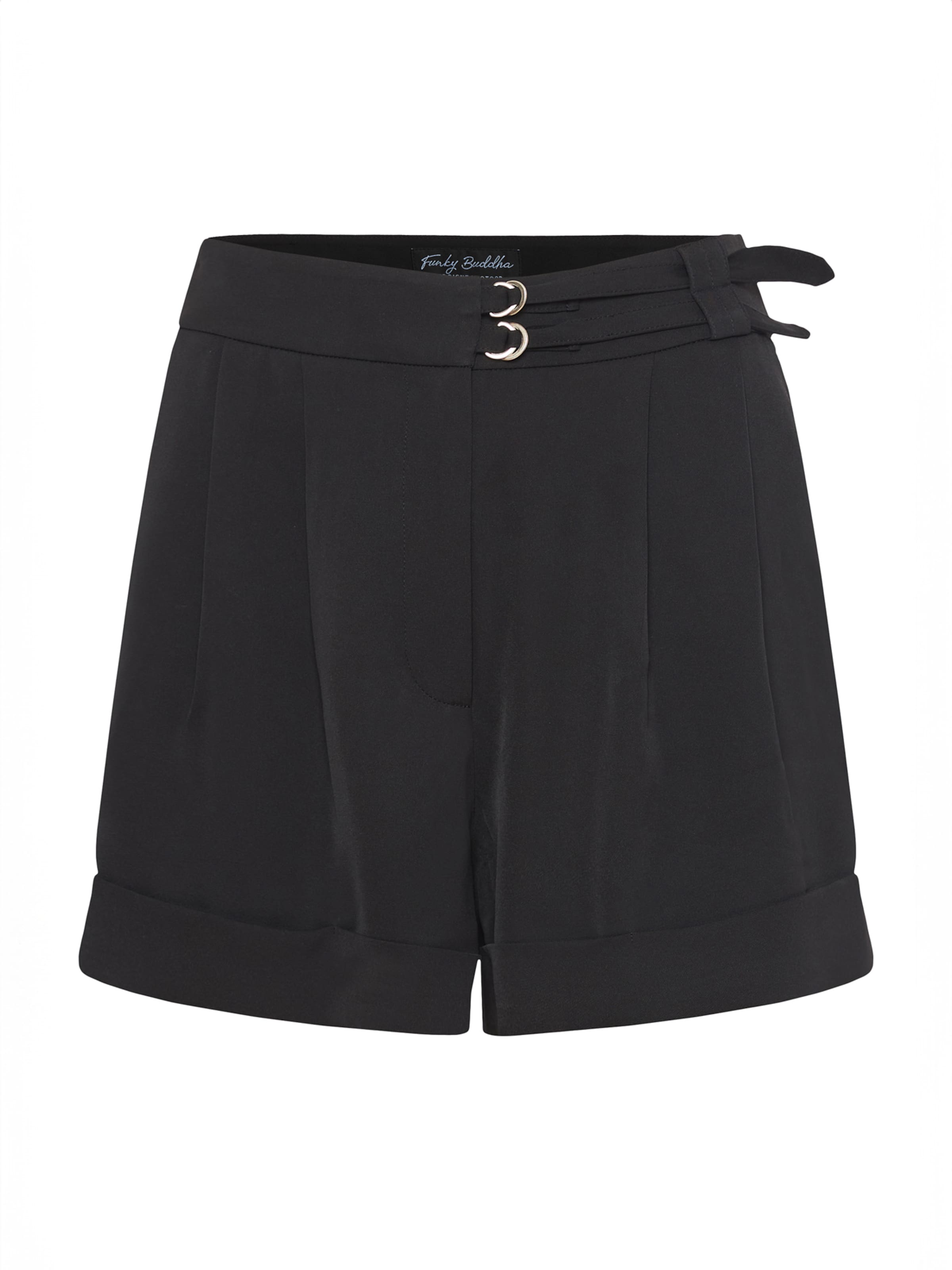 Funky Buddha - Loosefit Calças com pregas em preto: frente