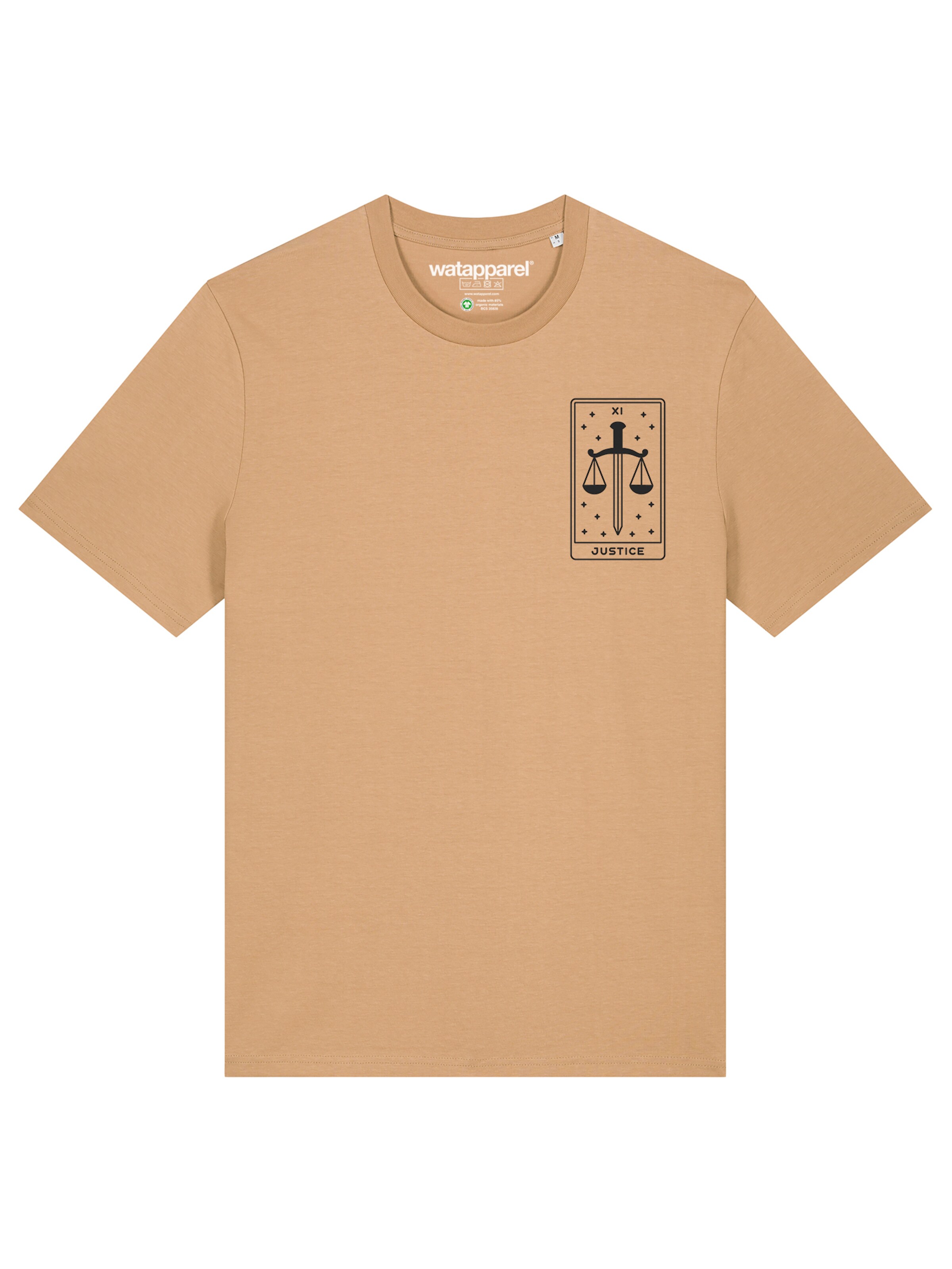Maglietta 'Tarot Justice' di Watapparel in beige: frontale