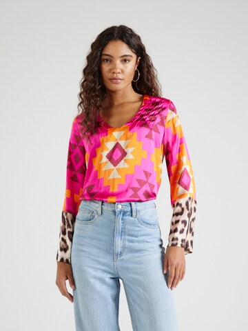 Grace Bluse 'Ikat' in Orange: Vorderseite