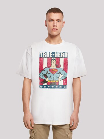 F4NT4STIC T-Shirt 'Superman Superheld True Hero' in Weiß: Vorderseite