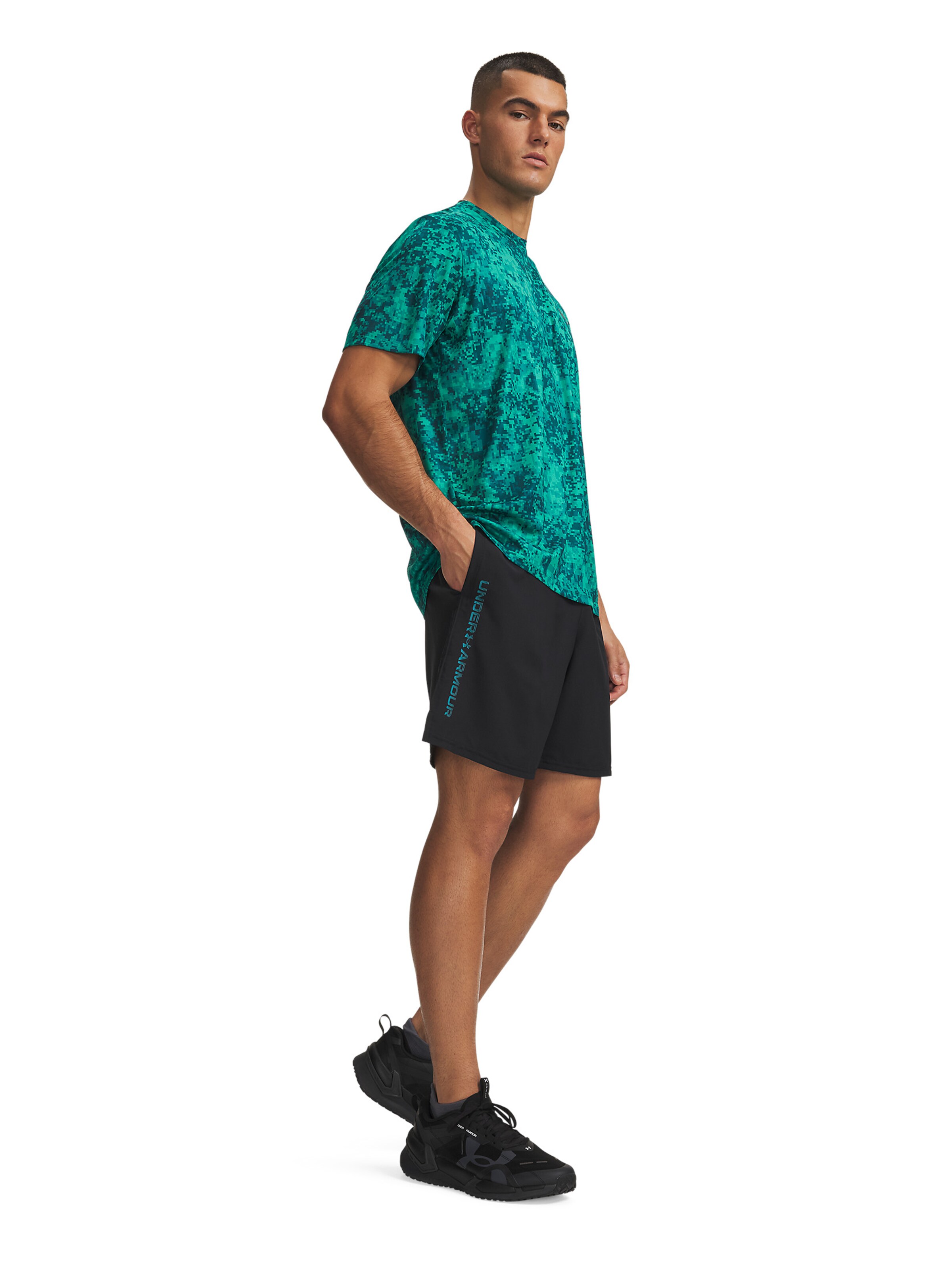 UNDER ARMOUR Regular Workout Pants 'Wordmark' in Black