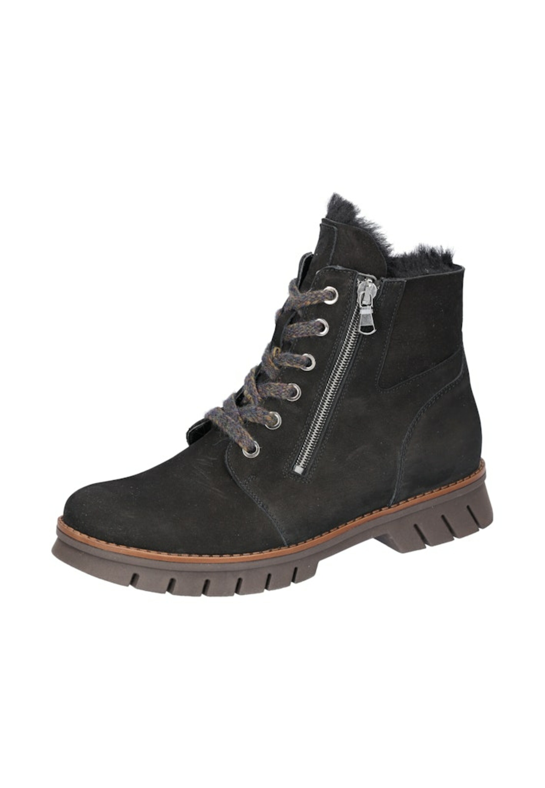 WALDLÄUFER Lace-Up Boots in Black: front