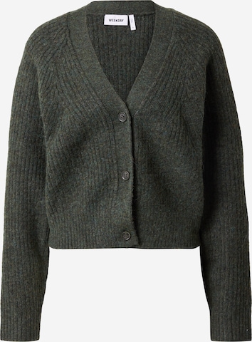 WEEKDAY Knit Cardigan in Green: front