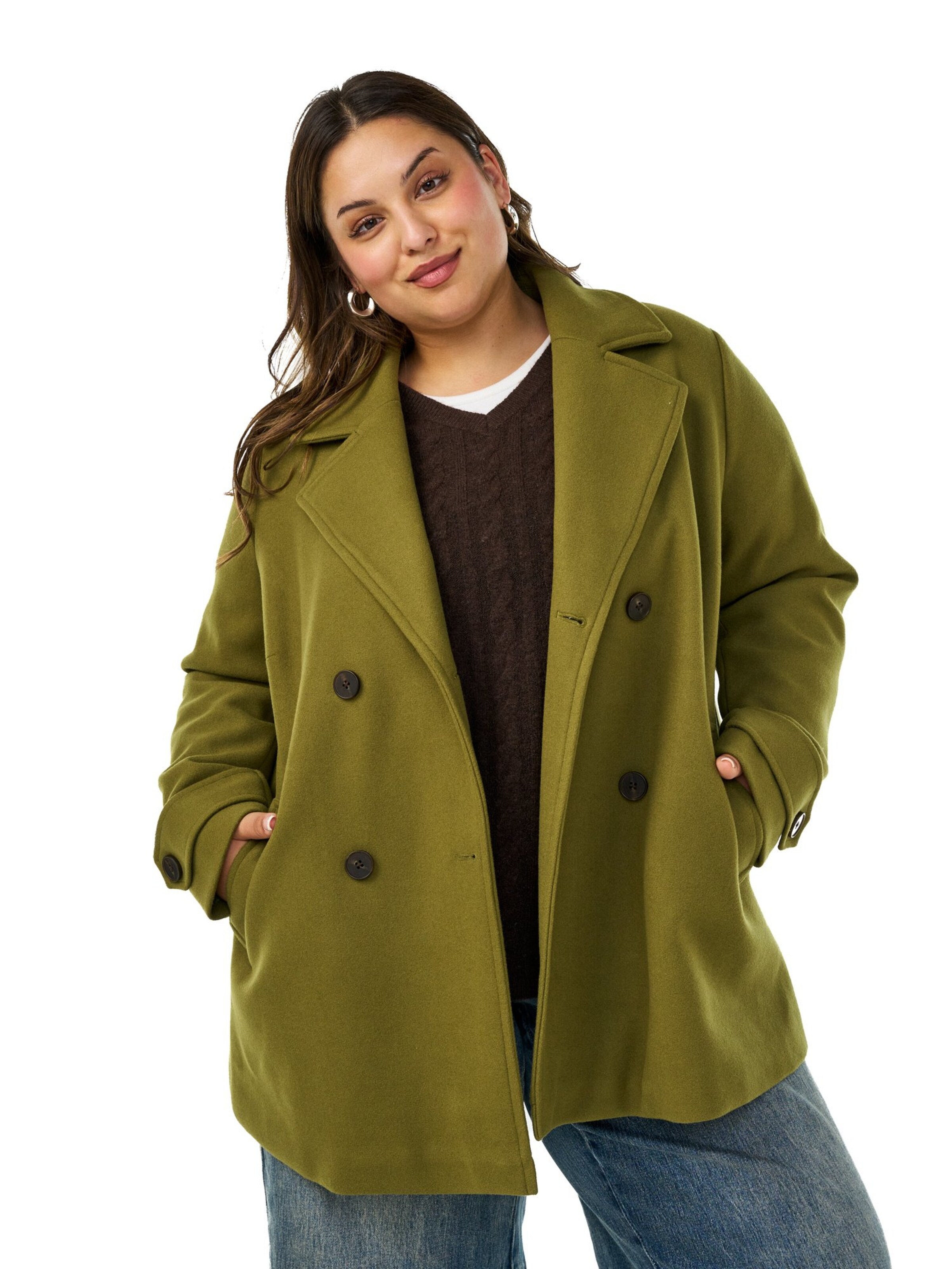 Manteau mi-saison 'Cacallie' Zizzi en vert : devant