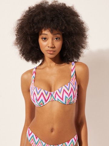 CALZEDONIA Balconette Bikini Top 'CHEVRON' in Mixed colors: front